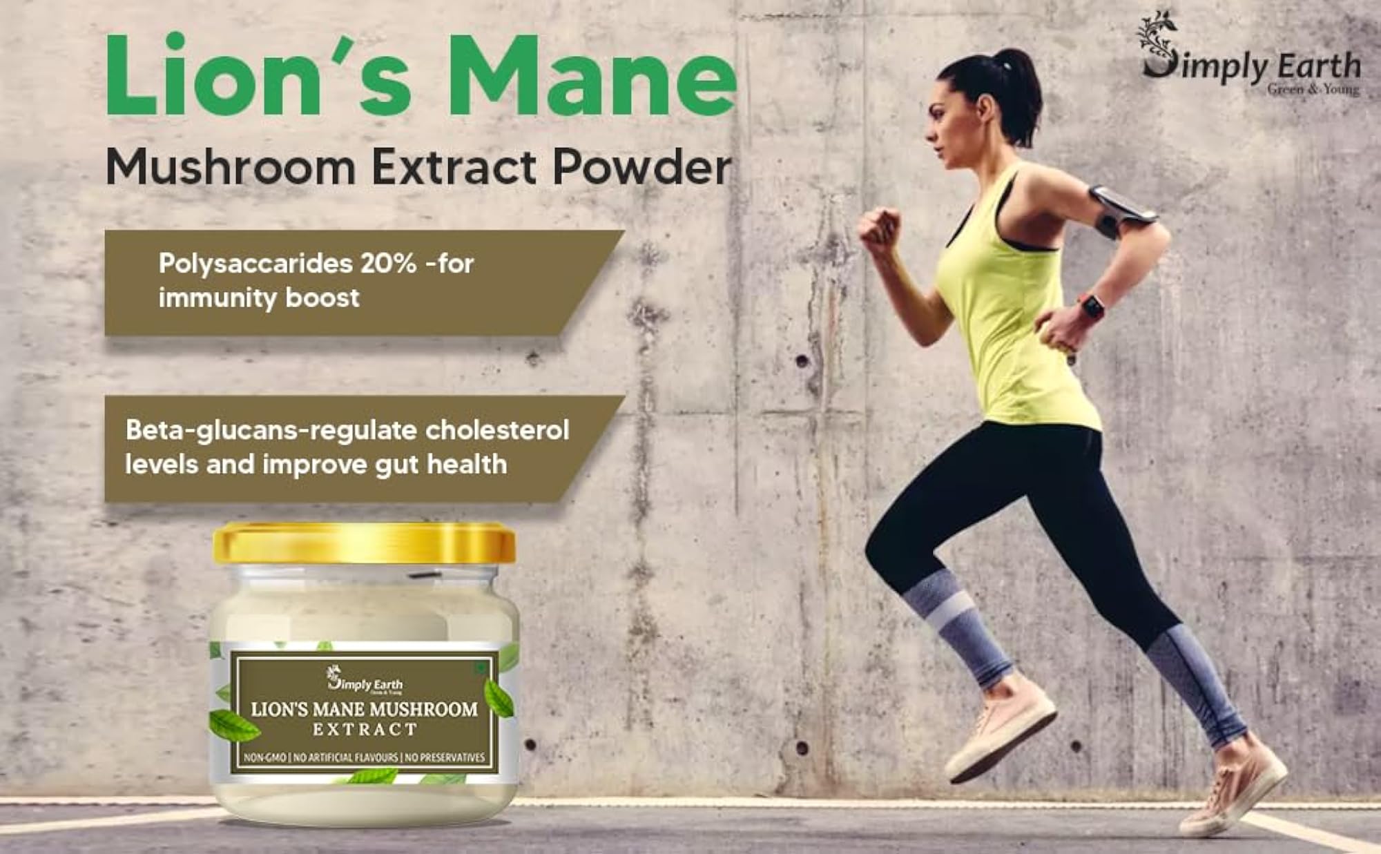 Simply Earth Lion's Mane Mushroom Extract Powder, 50gm