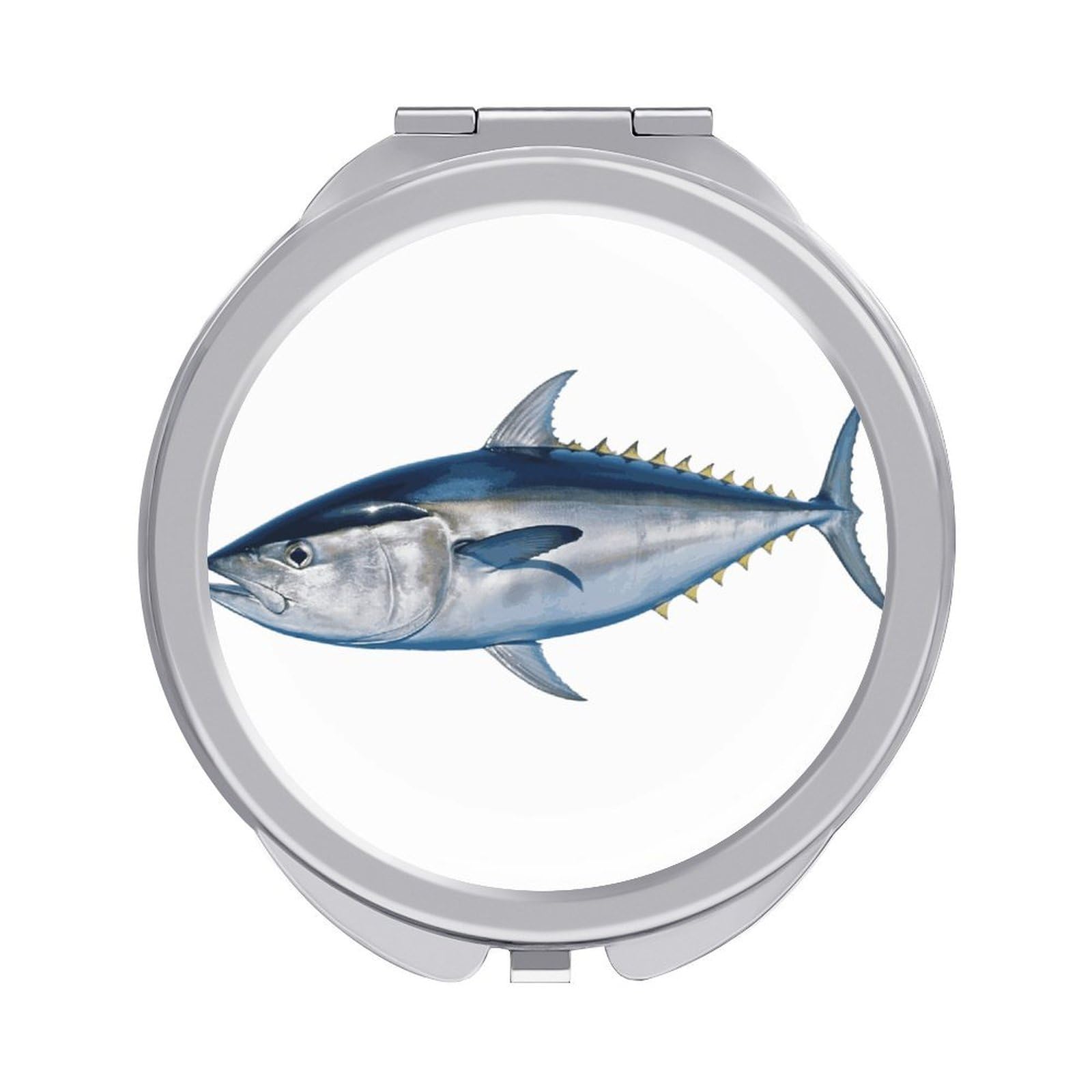 LDGSUPH Tuna Thunnus Travel Makeup Mirrors Portable Compact Mirror Double-Sided 2X/1X Magnifying Folding Pocket Mirror Mini Round Handheld Mirrors for Home Outdoor