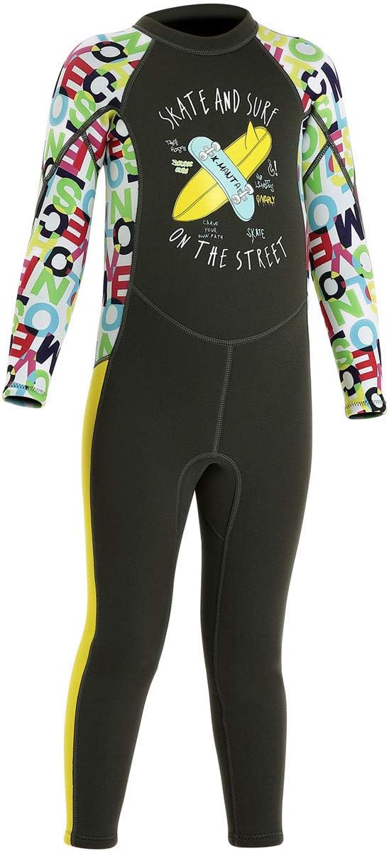Little Kids Boys 2.5 mm Neoprene Long Sleeves Wetsuit Surfing Full Suits Full Body Neoprene Swimsuits Cartoon Thermal Diving Suits