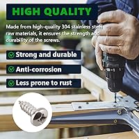 Vista 6 de Tornillos para madera Phillips de acero inoxidable #6 x 1/2" (paquete de 100), acero inoxidable 304 (18-8), tornillos de chapa de cabeza plana