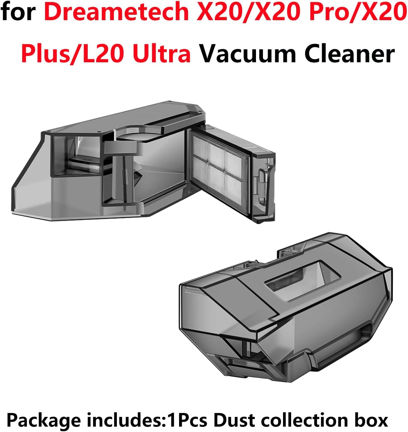 Dust Bin Box for Dreametech,Replacement Dust Bin Box for Dreametech X20/X20 Pro/X20 Plus/L20 Ultra Vacuum Cleaner Dust Collection Box Part (1)