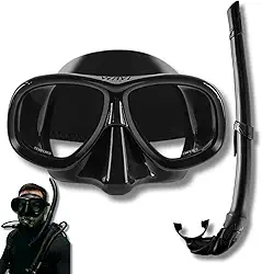 Máscara de Mergulho com Snorkel Óculos Kit Profissional – Máscara Profissional com Lente de Vidro Temperado e Snorkel Antirrespingo – Natação, Apneia e Mergulho Livre