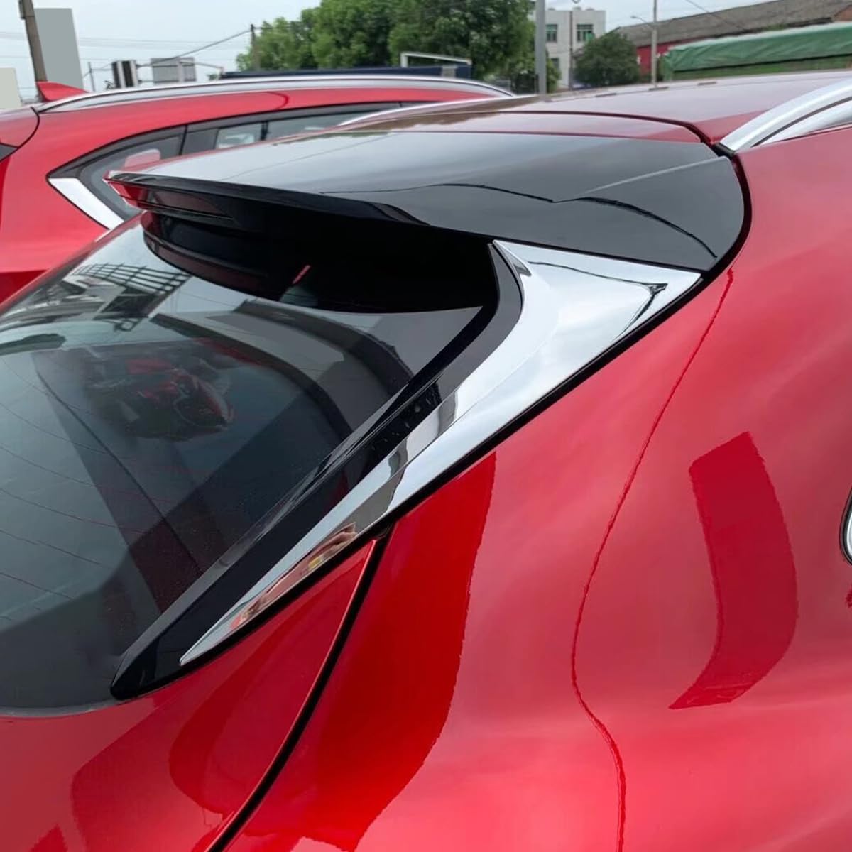 Car Accessories Fit for Mazda CX-30 CX30 2020 2021 2022 2023 2024 2025 2026 Rear Spoiler Wing Side Beveled Window Cover Trims (Chrome) 2PCS ABS