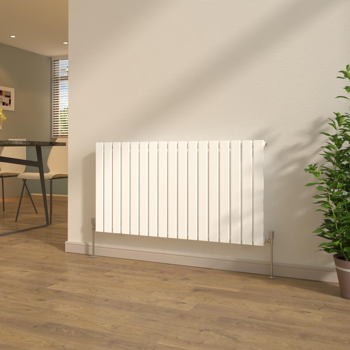 NRG White Designer Radiator Single Column 600x1156mm with Valves