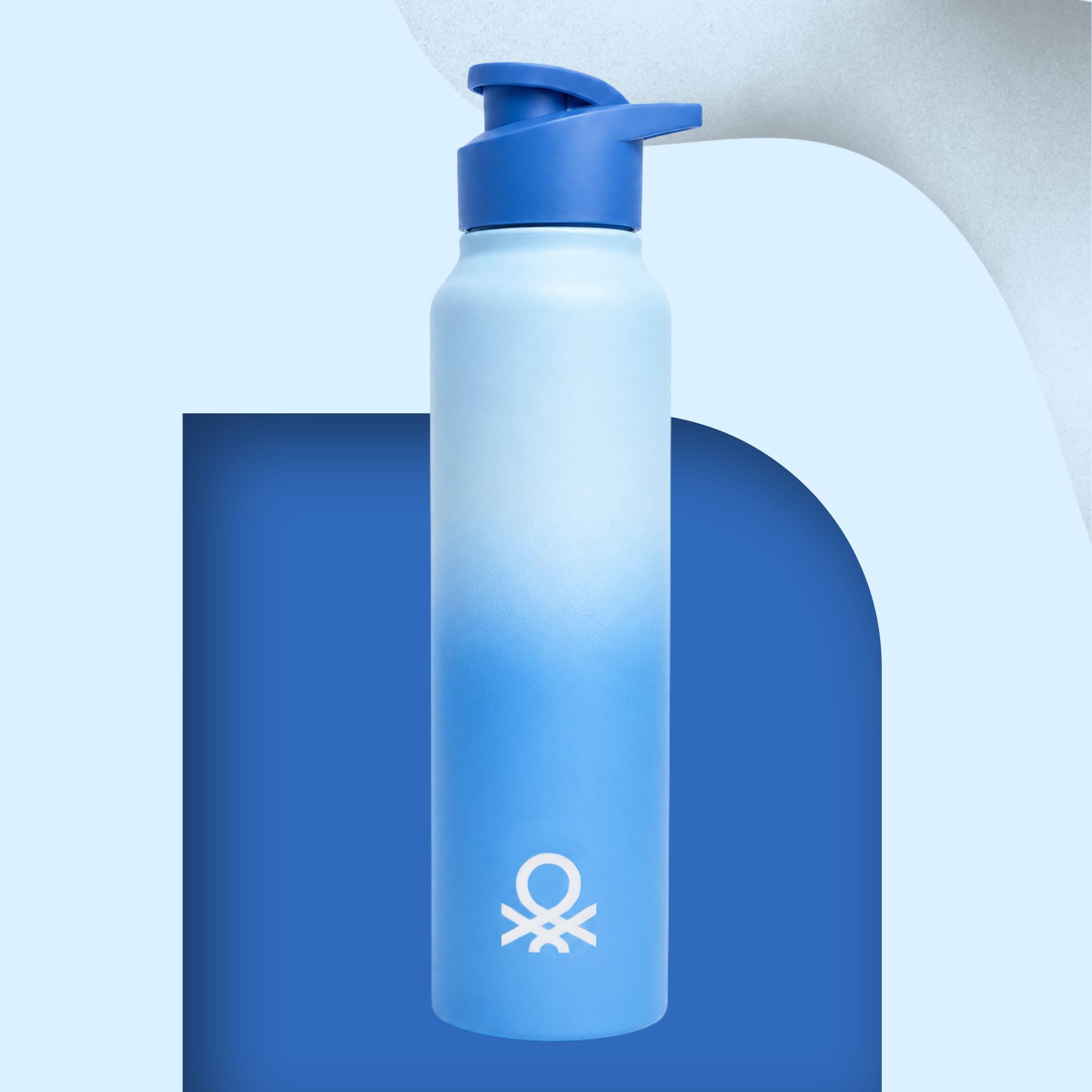 United Colors of Benetton Water Bottle 1L Stainless Steel Leak-Proof