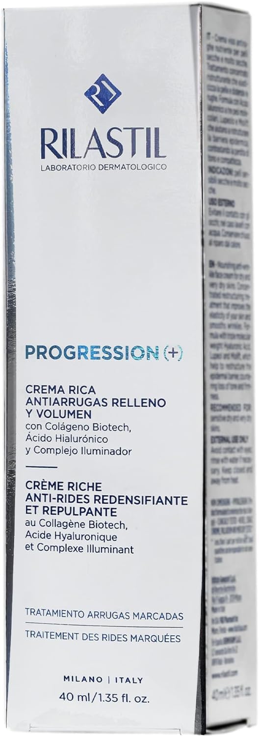 Rilastil - Progression (+) Sérum Antiarrugas, Reafirma e Hidrata, con Colágeno y Ácido Hialurónico, 30 ml + Progression (+) Crema Rica Antiarrugas, Reafirma, 40 ml