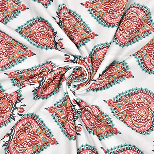 Image of BLOCKS OF INDIA 100% Cotton Dohar King Size Reversible Hand Block Printed Malmal Summer Dohar /Blanket (Color 1)