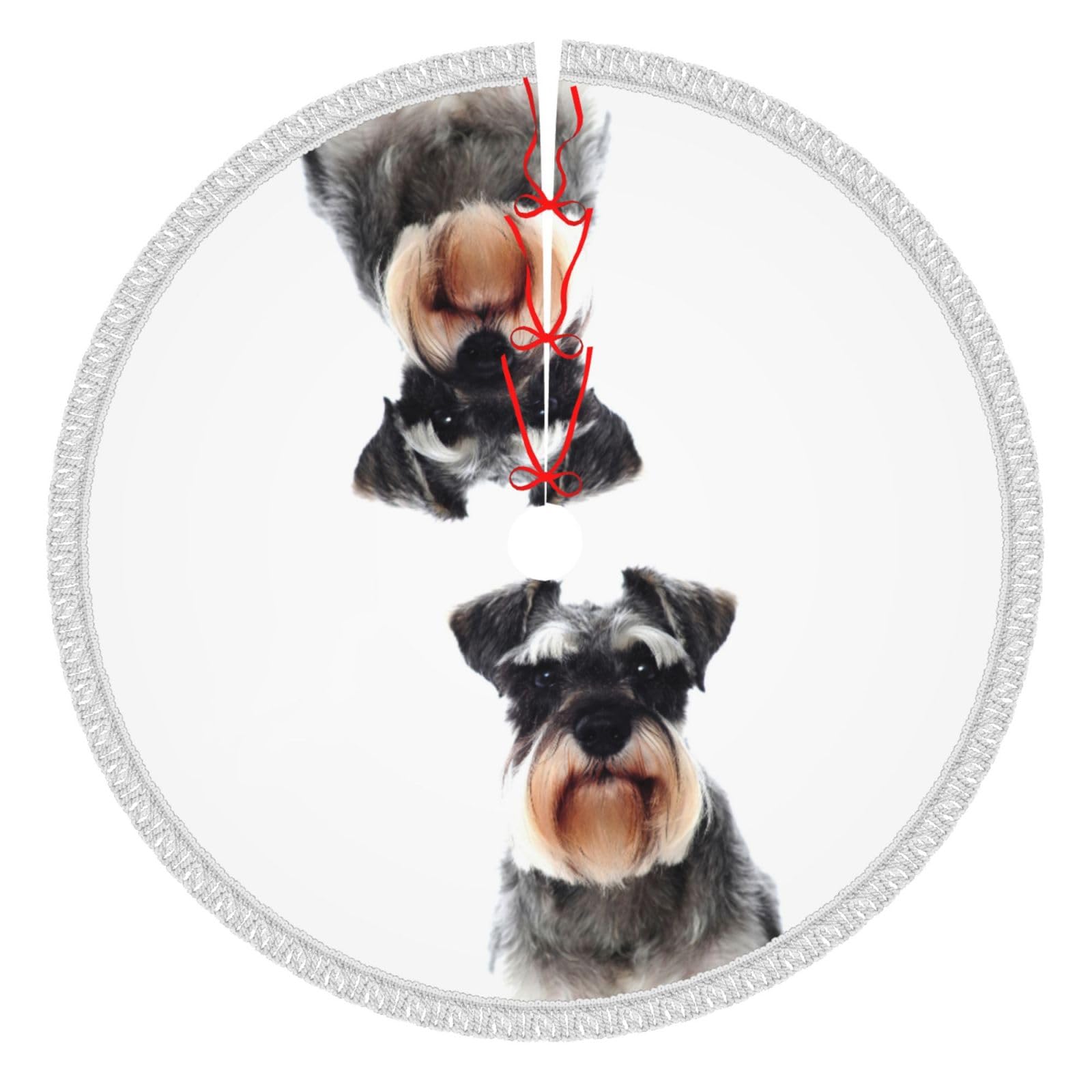 Weihnachtsbaumdecke mit Aufschrift "Well Behaved Dog", bedruckte Polyester-Quaste, Weihnachtsdekoration