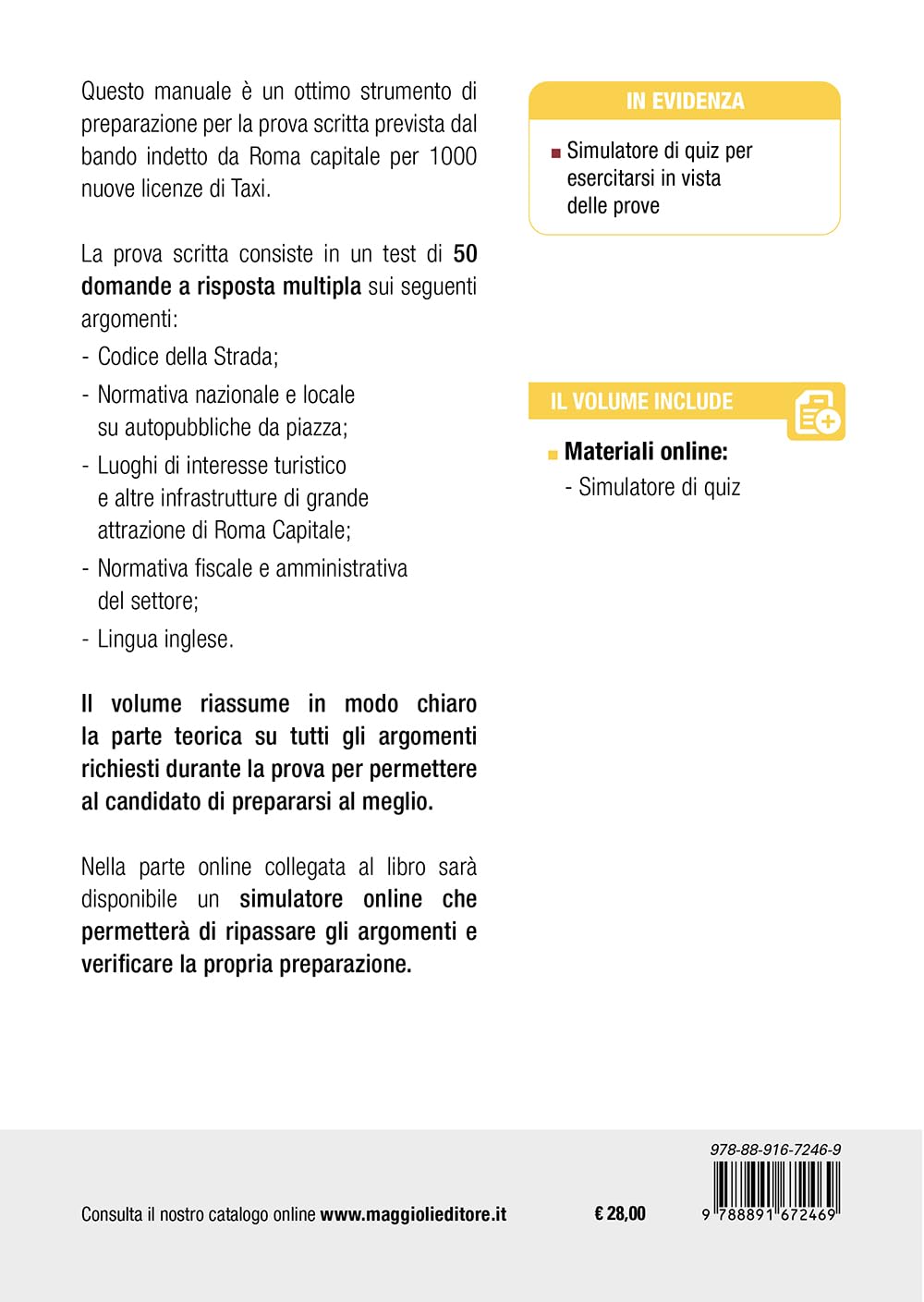 Concorso 1000 licenze taxi Roma capitale - Manuale completo - Teoria e test