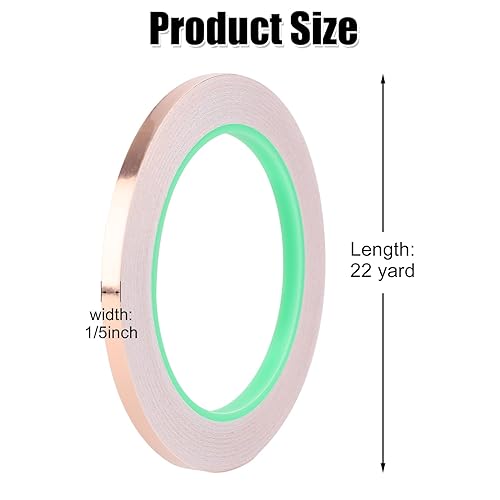 Miniatura 2 de 2 rollos de cinta de lámina de cobre, cinta adhesiva de lámina de cobre de 15 pulgadas de ancho para vidrieras de doble cara con raspador de