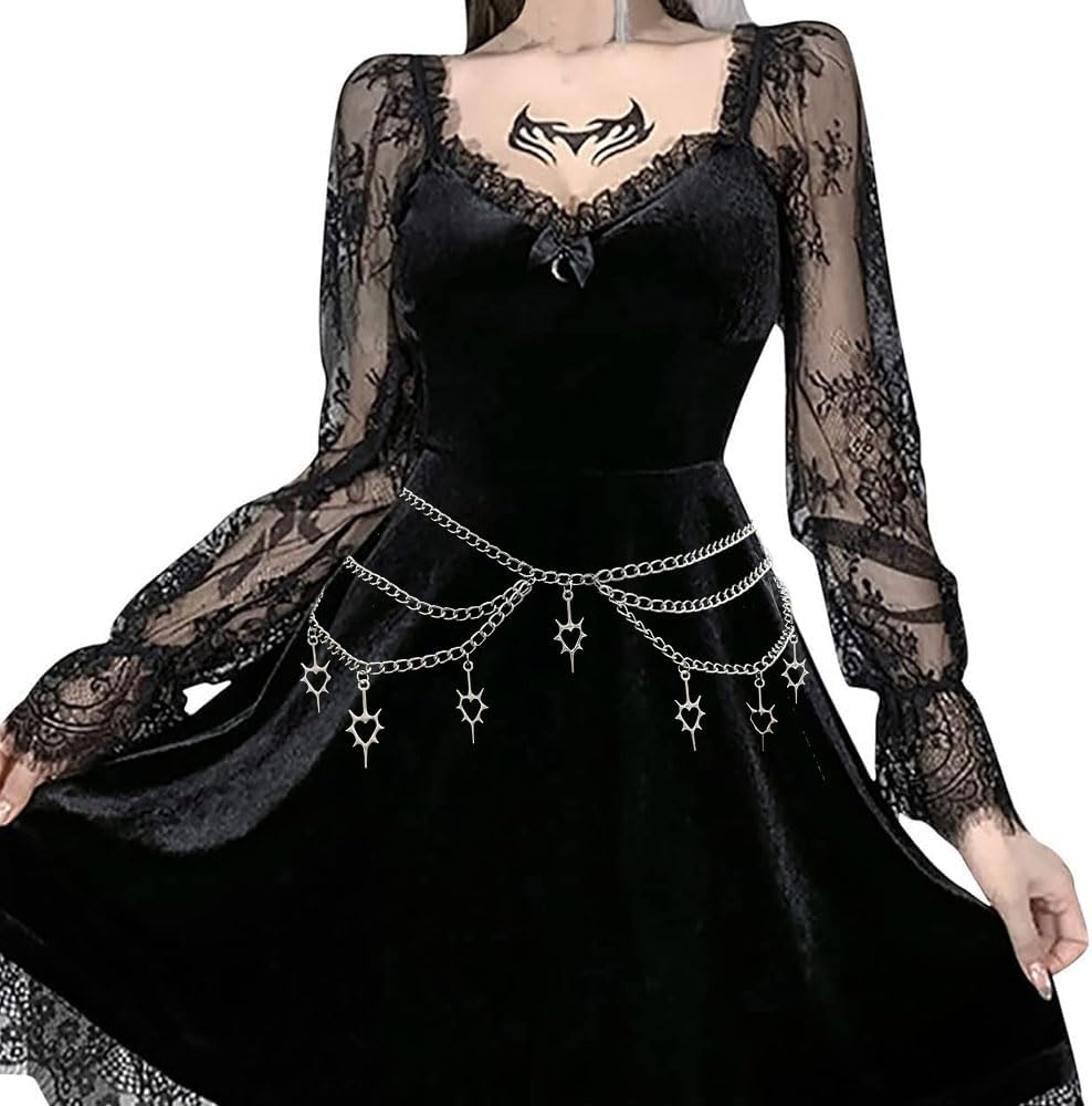 Star Waist Chain Belt - Punk Gothic Crossover Body Belly Chains Tassel for Women Girl - Image 5