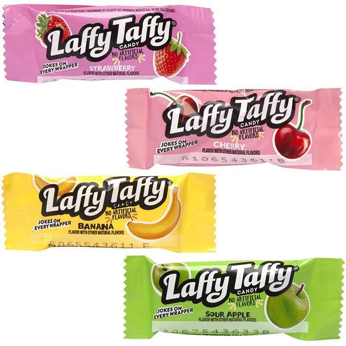 Miniatura 3 de Laffy Taffy - Mini bar de dulces masticables  Delicioso sabor surtido de manzana agria, uva, fresa y plátano envueltos individualmente  Cesta de