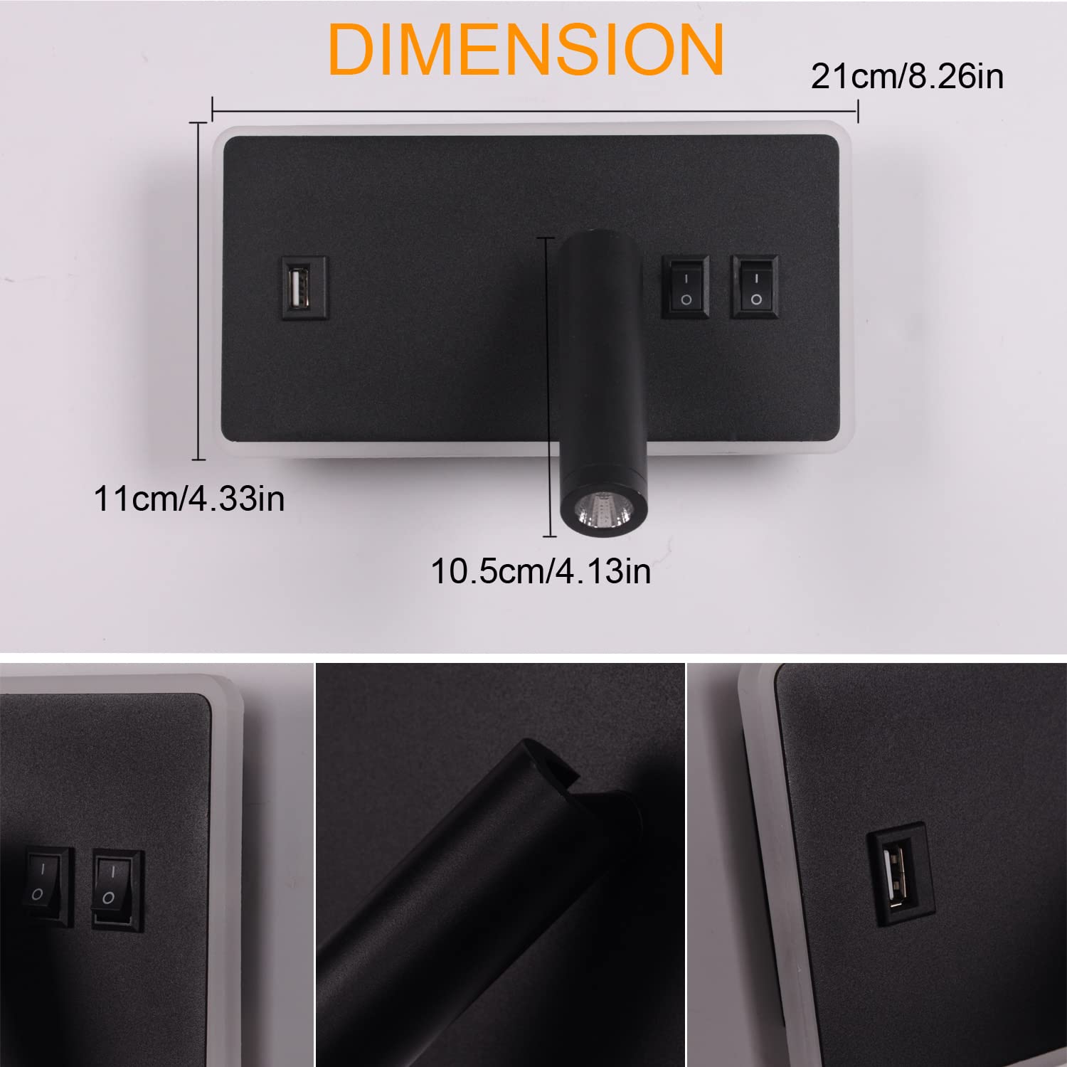 AIRTWESD USB-oplaadpoort LED-bedlampjes Binnenhuis-hotel wandlampen