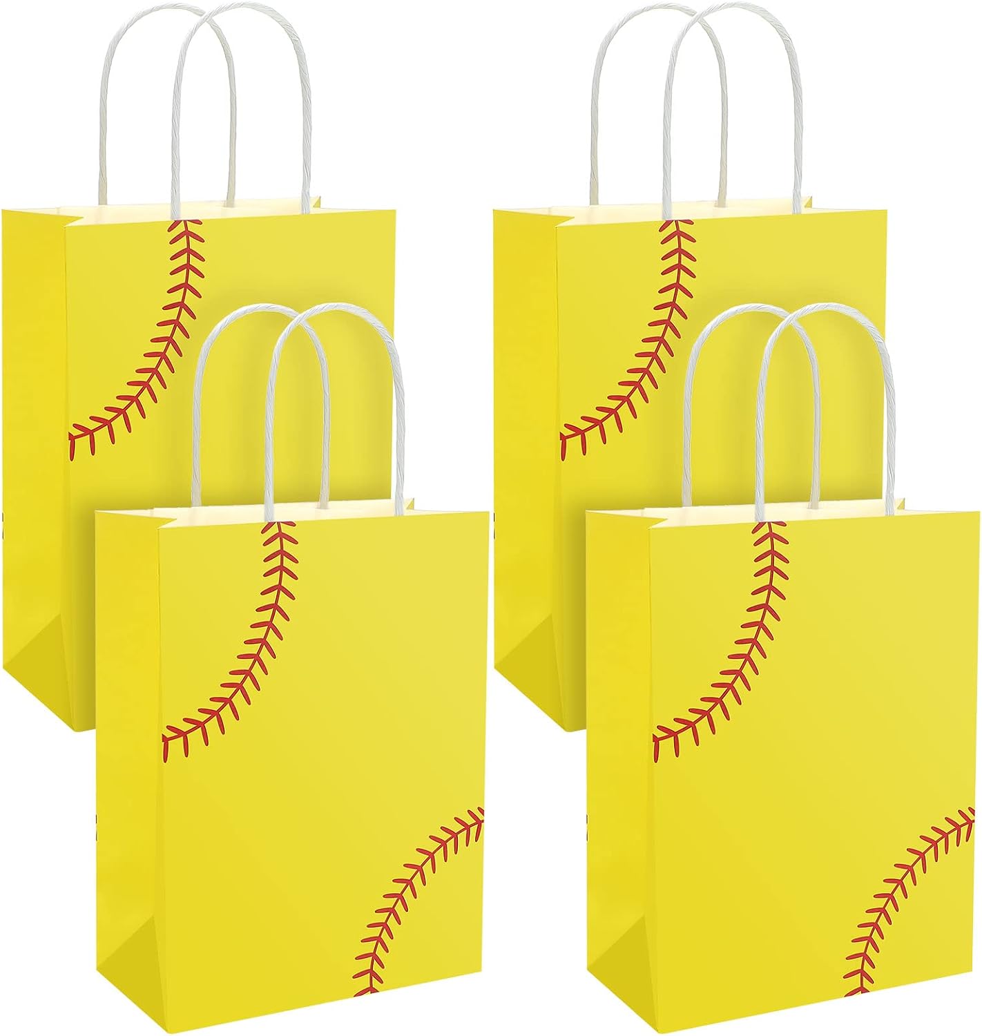 Outus 18 Pcs Softball Gift Bags Softball Goodie Treat Bags with Handles for Team Snacks Sport Theme Birthday Party Decorations Supplies