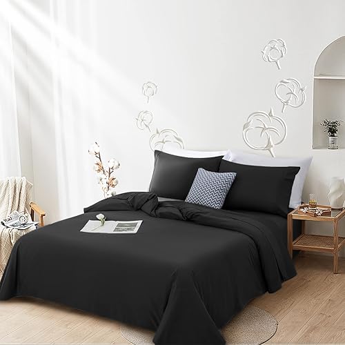 Miniatura 2 de LBRO2M Juego de sábanas de 1000 hilos 100% algodón, juego de sábanas tamaño King de 4 piezas, bolsillo profundo de 16 pulgadas, ropa de cama súper