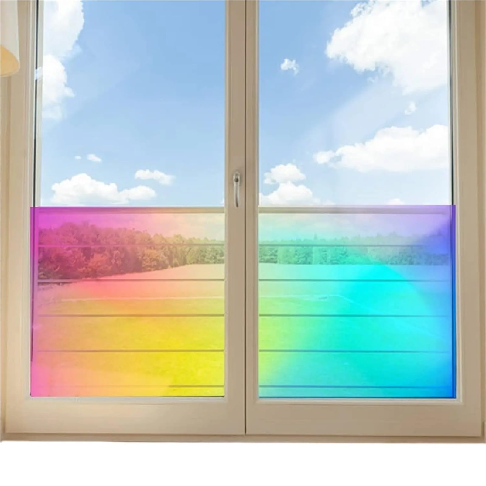 Window Film Privacy 1PCS Holographic Clear Window Film Iridescent Dichroic Decorative Glass Sticker Self-Adhesive Rainbow Cellophane Roll(40x100 cm)