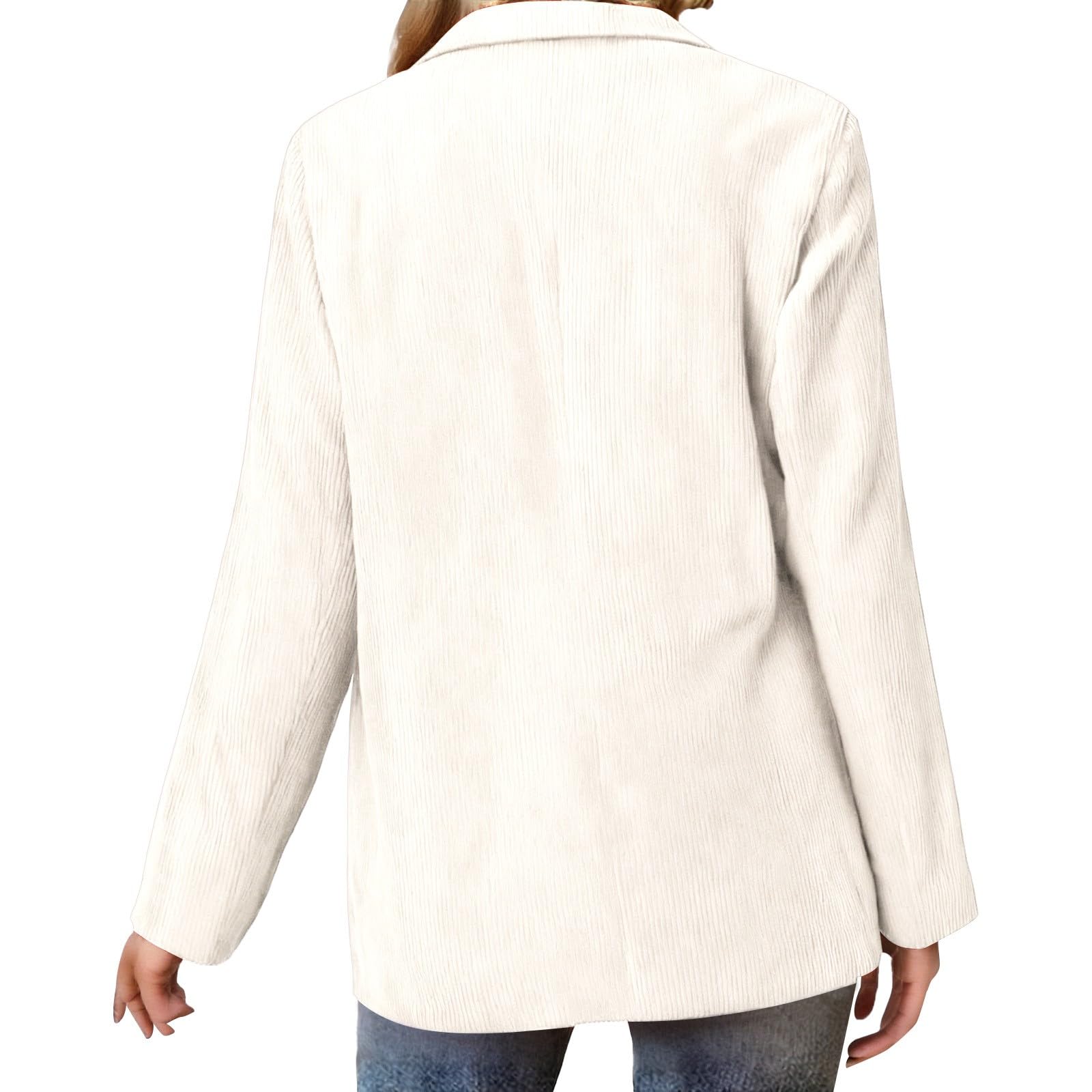 Generisch Blazer traditionnel moderne à double boutonnage en velours côtelé pour femme, cintré, marron, veste de costume, veste d'affaires, veste vintage en velours côtelé, pour le travail, le bureau