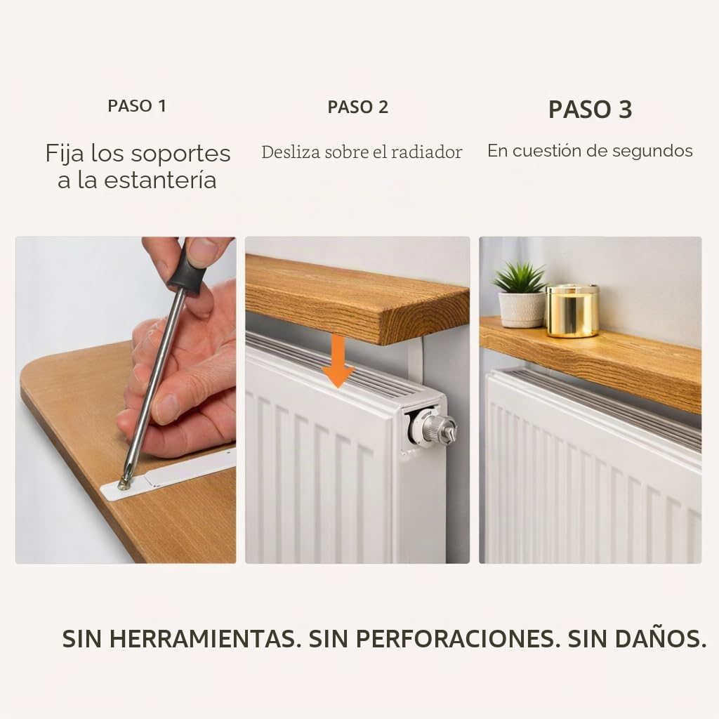 MKGT Estante de radiador sin taladro, estante estrecho rústico delgado para pasillo (pino rústico, 50 cm)