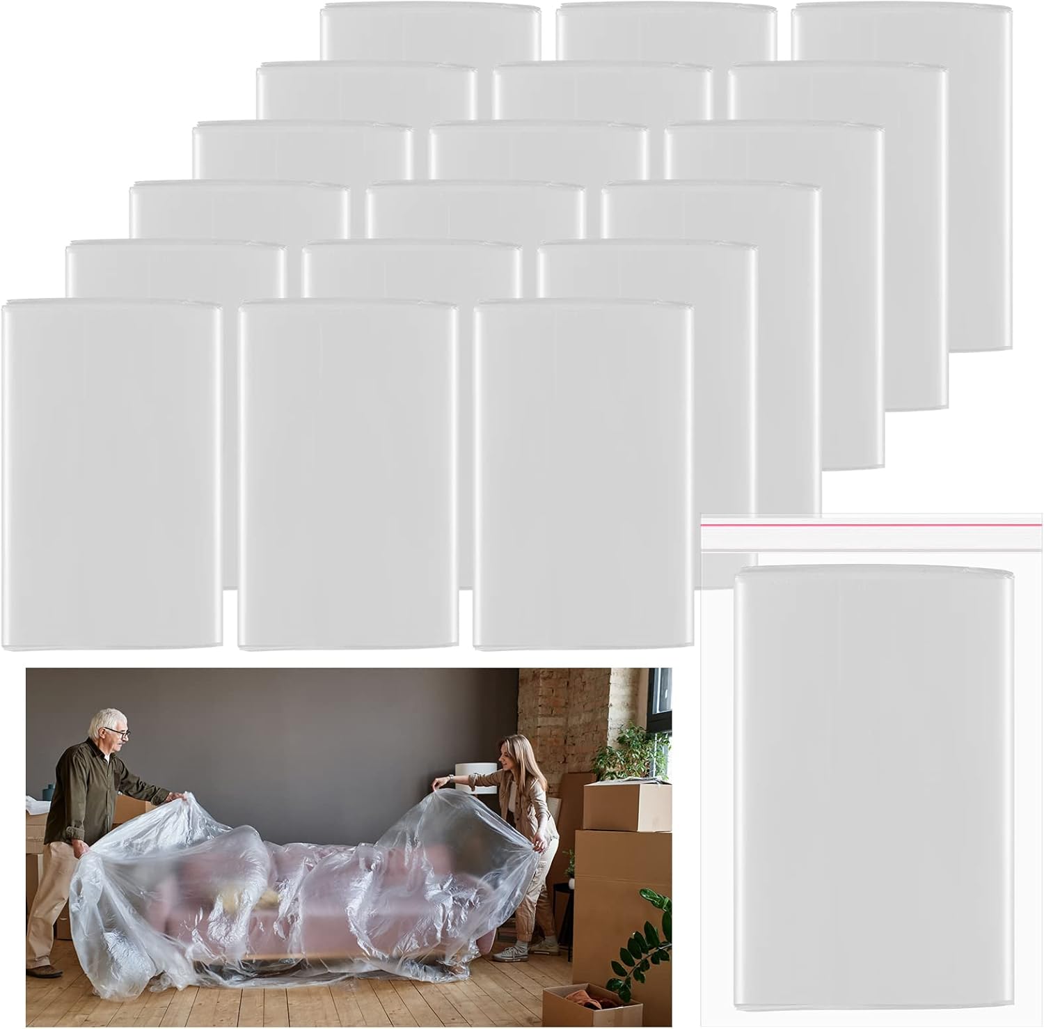 100 Pcs Plastic Sheeting Drop Cloths, Bulk Disposable Waterproof Dustproof Painter Tarp, Large Anti Dust Clear Cover for Painting Couch Cover Sofa Furniture Moving Floor Wall Protection (10' x 20')