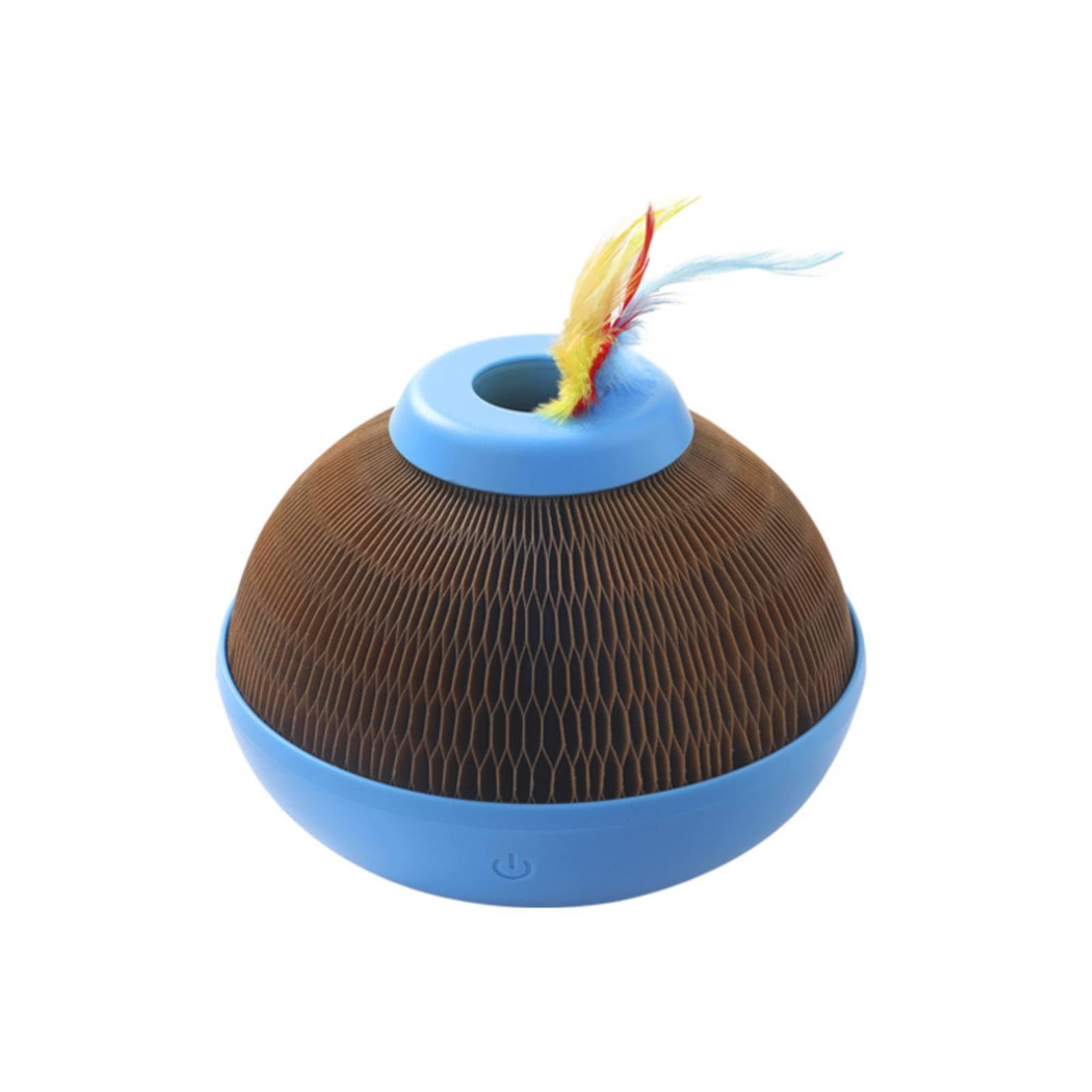 Feline Interactive Elektronisches Katzenspielzeug Kugel Kratzkugel mit Federteaser aus Karton für Wohnungskatze Aktivspiel Beschäftigung Geschenk Zuhause Indoor Bewegung163mm