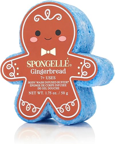 Spongelle Holiday Gingerbread Body Wash Infused Buffer(Gingerbread- Candy Cane- Sugar Cookie- Mulled Cider)