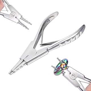 LAURITAMI Piercing Ringöffnungszange,Piercing Zange zum Piercing Ring,Ringöffnungszange aus Edelstahl mit 2 Kerben und gebogener Spitze