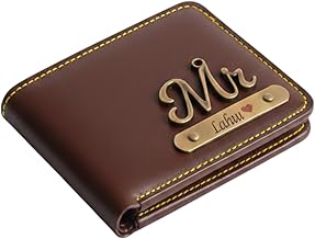 NAVYA ROYAL ART Customised Wallet for Men with Name | Vegan Leather Personalized Slim Bifold Wallet | Premium Gift for Men