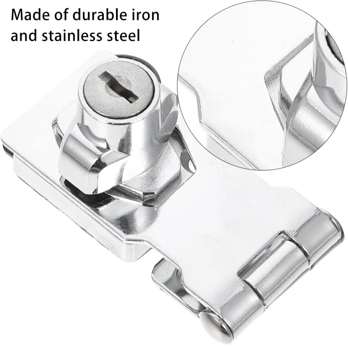 FUNOMOCYA Heavy Duty Door Lock Locking Hasp Furniture Knobs Hasp Lock Catch Drawer Knobs Cabinet Locks Catch Safety Lock Home Security Lock Keyed Door Lock Kitchen Cabinet Knobs Iron Silver