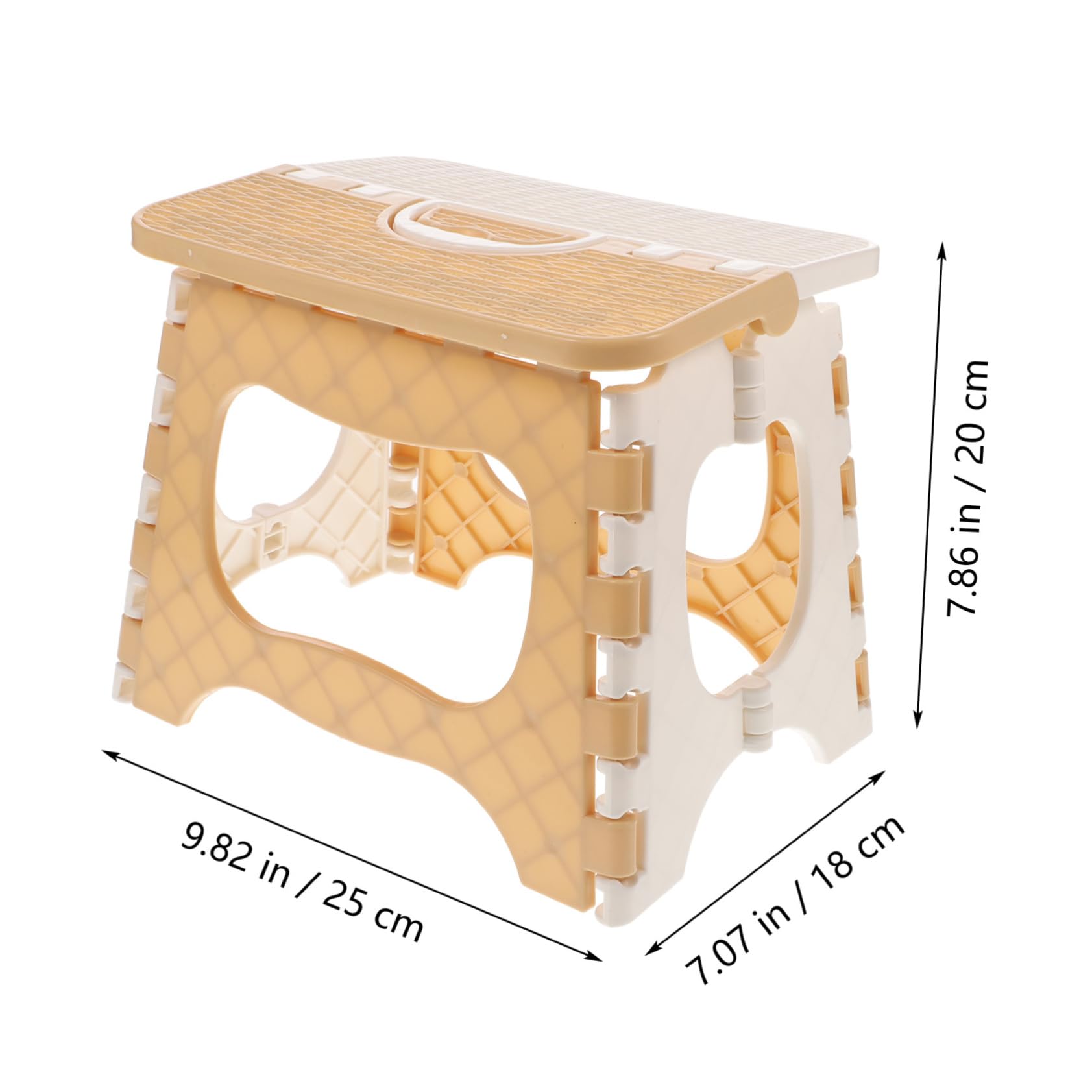 BRIGHTFUFU Portable Folding Stool Large Beige Step Stool for Kitchen Bathroom Lightweight Easy to Carry Non Slip Surface for Safety for Adults