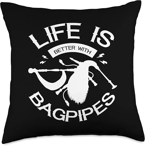 Miniatura 1 de Bagpipes Gift For Men Scottish Musician Life is Better with Bagpipes Piper Scotland Musician - Almohada de 18 x 18 pulgadas multicolor