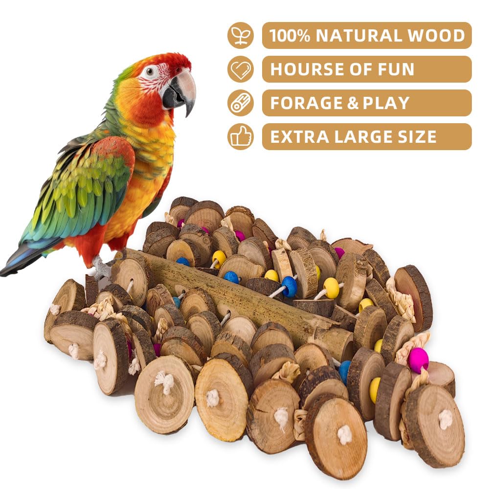Extra Large Bird Parrot Toys- 19.7 inch Multicolored Natural Wooden Block Parrot Chewing Toy Suggested for Macaws cokatoos, African Grey and a Variety of Amazon Parrots. (Large Size) - image 6