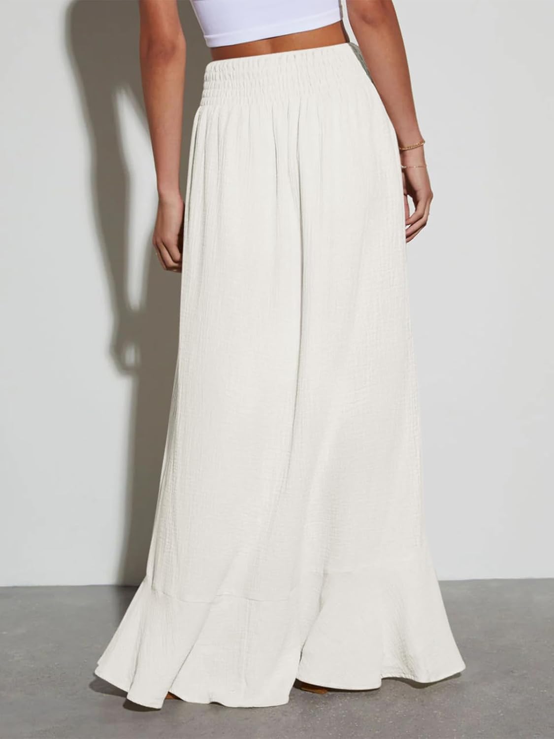 Flowy Maxi Skirt for Women Boho Long Skirts Slit Button Down Elastic High Waist Western Cowgirl Concert Outfit - Image 2