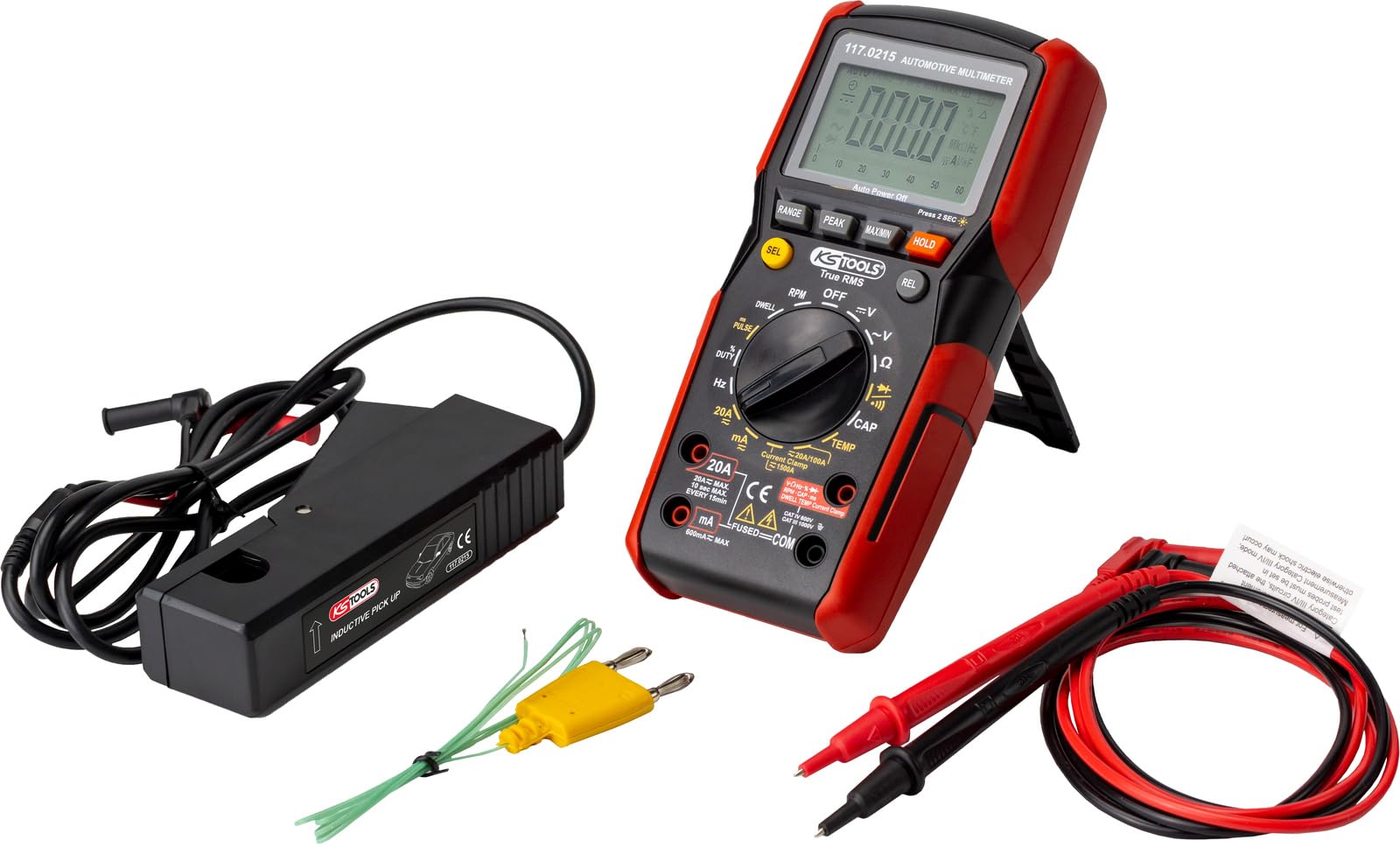 KS Tools 117.0215 Digital Multimeter inkl. Prüfspitzen mit integriertem Schlagschutz