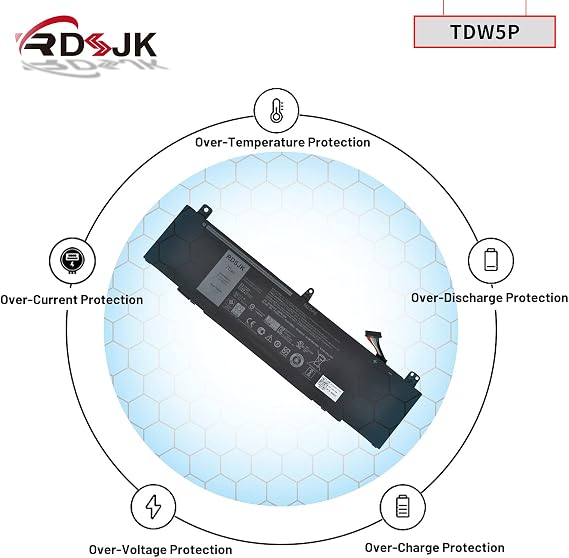 TDW5P Laptop Battery for Dell Alienware 13 R3 ALW13C Series ALW13C-D1738 D2718 D2728 D2738 D2838 D2508 D2503S D2506S D2715S V9XD7 0V9XD7 0JFWX7 4RRR3 04RRR3 15.2V 76Wh
