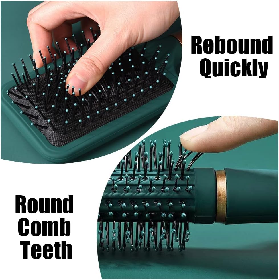 Image of Hair Brush Comb Set For Women Men 4pcs Includes Anti-Static Massage Oval Comb, Vented Detangling Brush, Round Hair Brush For Use Wet Dry Curly and Straight Hair