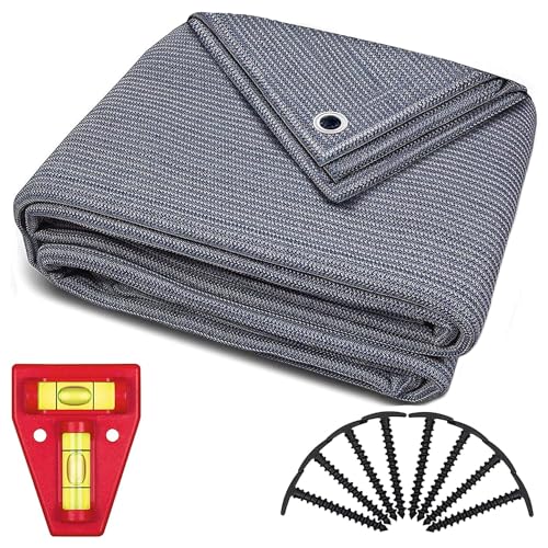 Tapis De Sol Extérieur pour Tente Et Auvent en Polyéthylène Bleu/Gris - Œillets en Acier Inoxydable - Robuste Et Lavable - Sac De Transport Et 8 Piquets +...