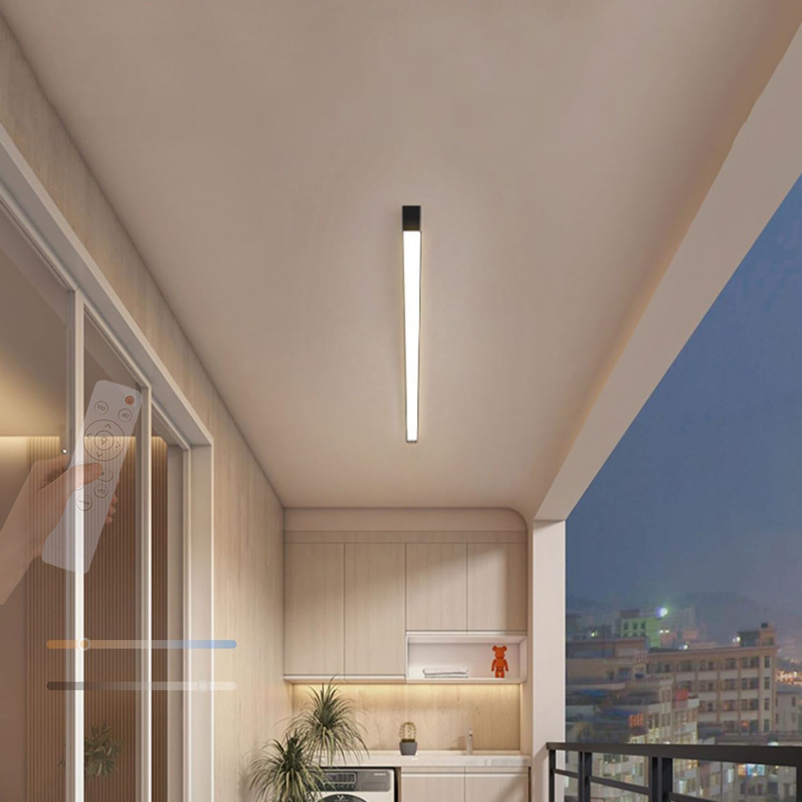 Ultra Dünn Deckenleuchte LED Modern 2700K-6500K Deckenlampe Dimmbar mit Fernbedienung Deckenleuchten Indoor Lange Aluminium für Schlafzimmer Wohnzimmer Arbeitszimmer (Schwarz,80cm)