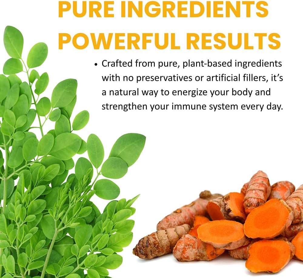 Organic Moringa Oleifera Powder & Turmeric Root Powder with Blackpepper 120 Capsules | Made with Organic Moringa, Turmeric and Black Pepper | Vegan, Gluten-Free and Non-GMO. - Image 5