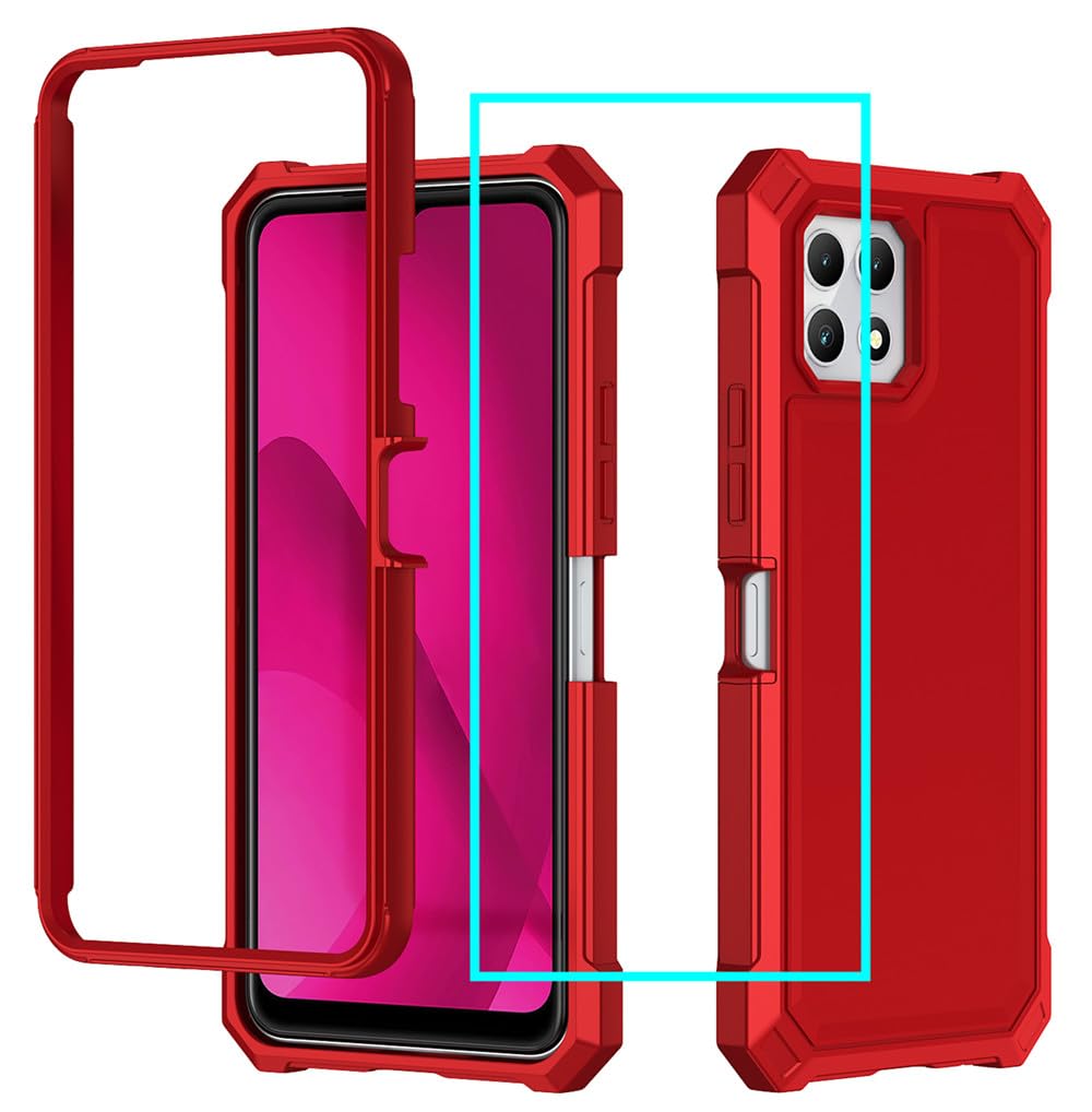 for T-Mobile Revvl 5G Case with Screen Protector,Revvl 5G Phone Case  Full Body Military Grade Protection Frosted PC Back Soft Silicone Bumper