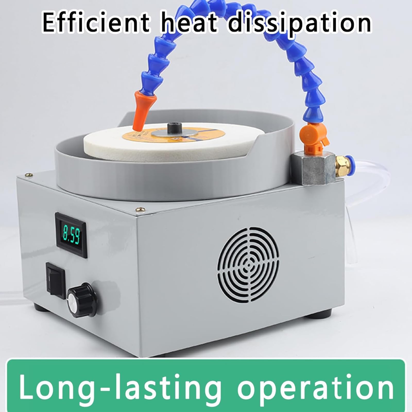 Lijadora De Banco Eléctrica, Afiladora De Cuchillos para Uso En Seco Y Húmedo, Velocidad Ajustable De 0 a 2000 RPM, con Muela De 80 Granos Y 3 Discos De Diamante