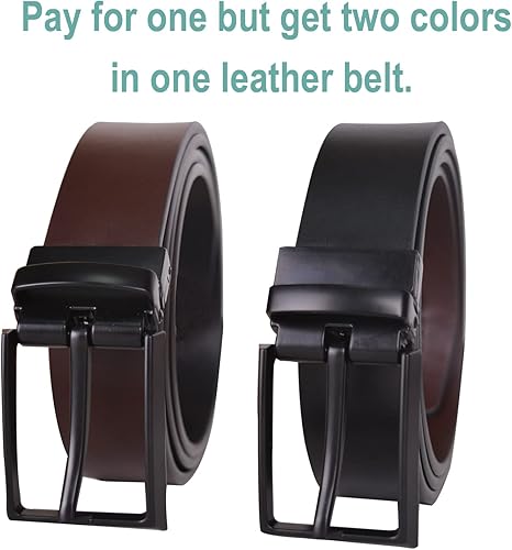 Miniatura 4 de Cinturón de cuero reversible para hombre, cinturón de 1 14 pulgadas de ancho, cinturones de cuero para jeans