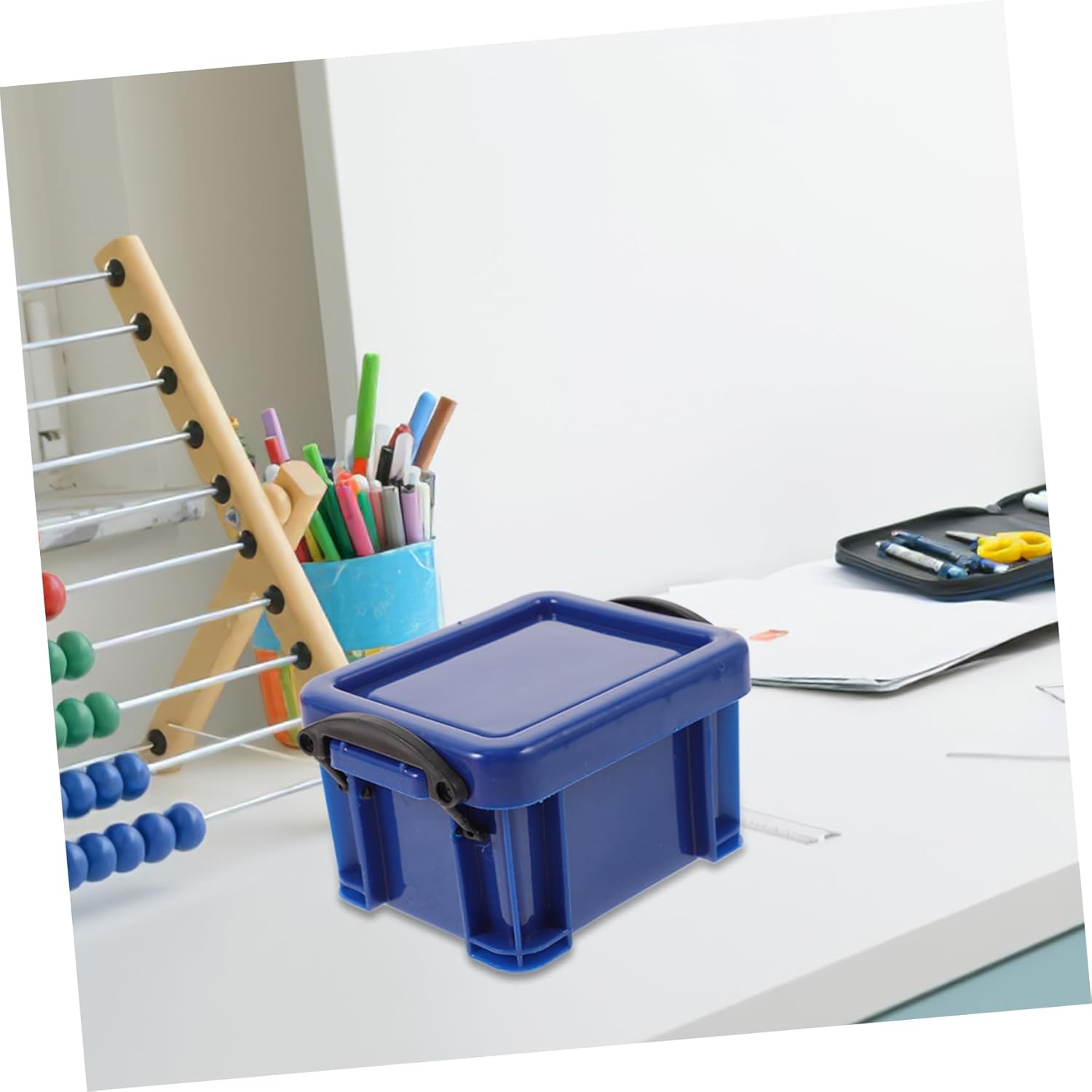 KONTONTY 9pcs Stackable Mini Storage Containers Lids Plastic Organizers for Cereal Toys Sugar Craft Beads Desktop Living Room Bedroom