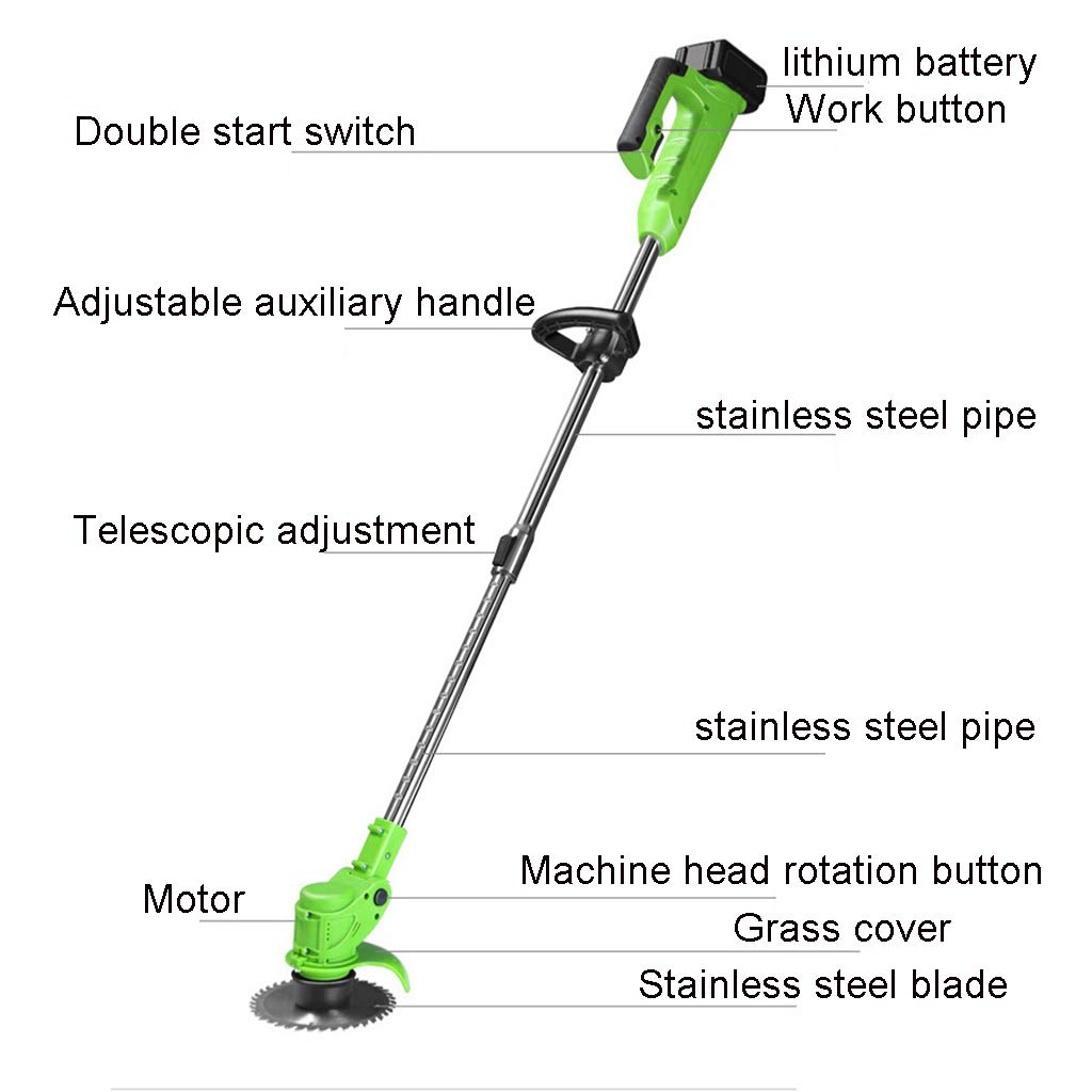 Desbrozadora Multifuncion Podadora Sin Cable y Cortasetos Telescópico 2 en 1 (Li-Ion 21V 15cm Longitud de Espada 120cm Poste Telescópico con Batería y Cargador)