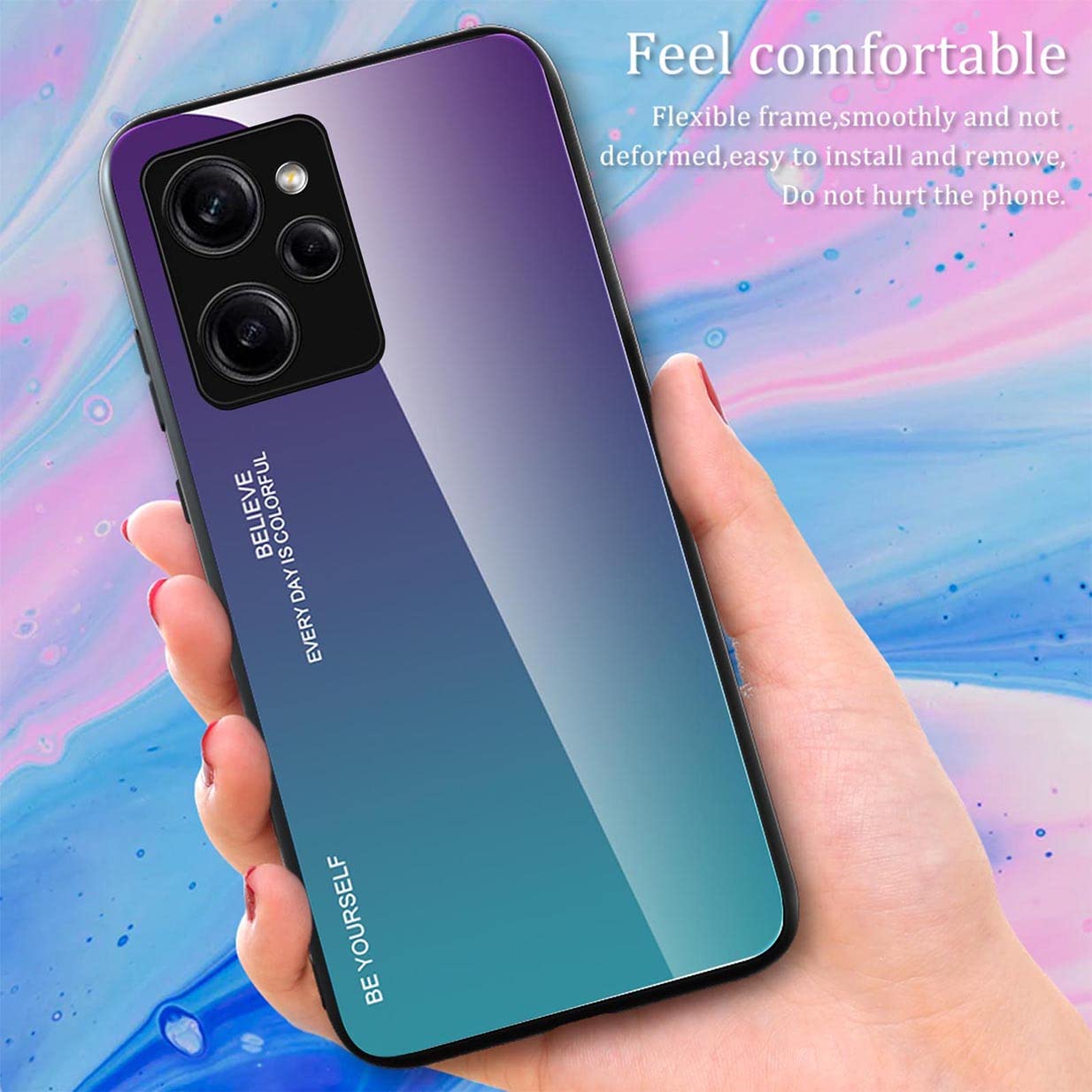 Hülle Für Xiaomi Poco X5 Pro 5G – Farbverlauf Glas-Rückseite Mit TPU-Rahmen, Stoßfest & Kratzfest