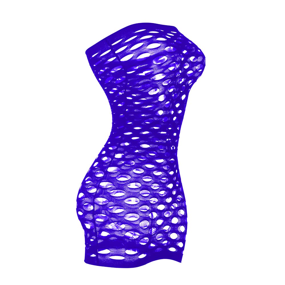 Vorifun Sexy Womens Strapless Fishnet Lingerie Sleepwear Mini Dress Tube Chemise Bodysuit One Size: Purple