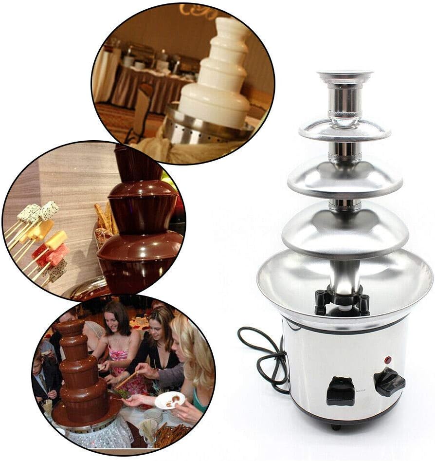4-Tier Chocolate Fountain, 2-Pound Stainless Steel Chocolate Fondue Fountain