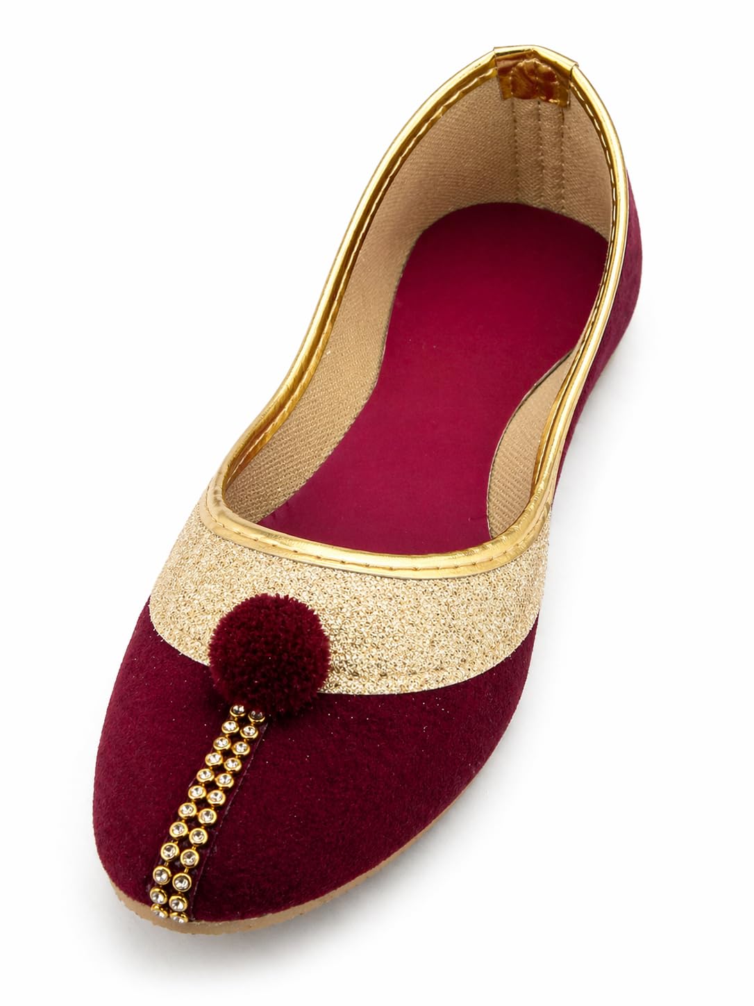 zariel Red Jutti- Jutti for Women | Traditional Ethnic Slip-On Footwear | Comfortable Casual, Festive & Shoes Ethnic Jutti Red Studded Jutti Flats-picture-23