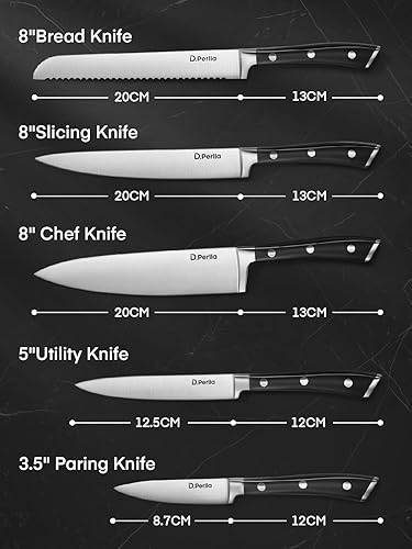 Miniatura 9 de D.Perlla - Juego de cuchillos de cocina pequeños de 6 piezas con bloque, juego de cuchillos de acero inoxidable alemán, juego de bloques de