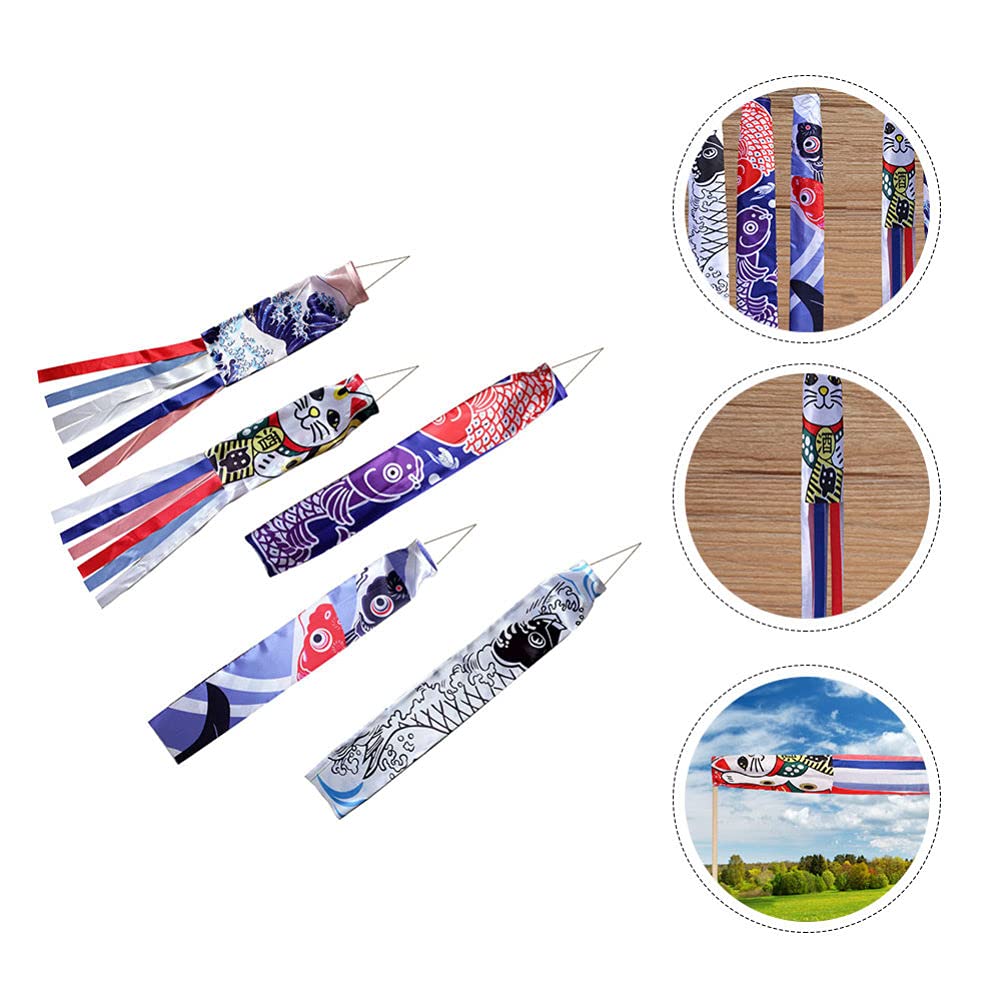 YARNOW Drapeau Décoratif Japonais Carp Koinobori Manche À Air 27.6 Pouces pour Décoration Extérieure Intérieure Sushi Bar Jardin