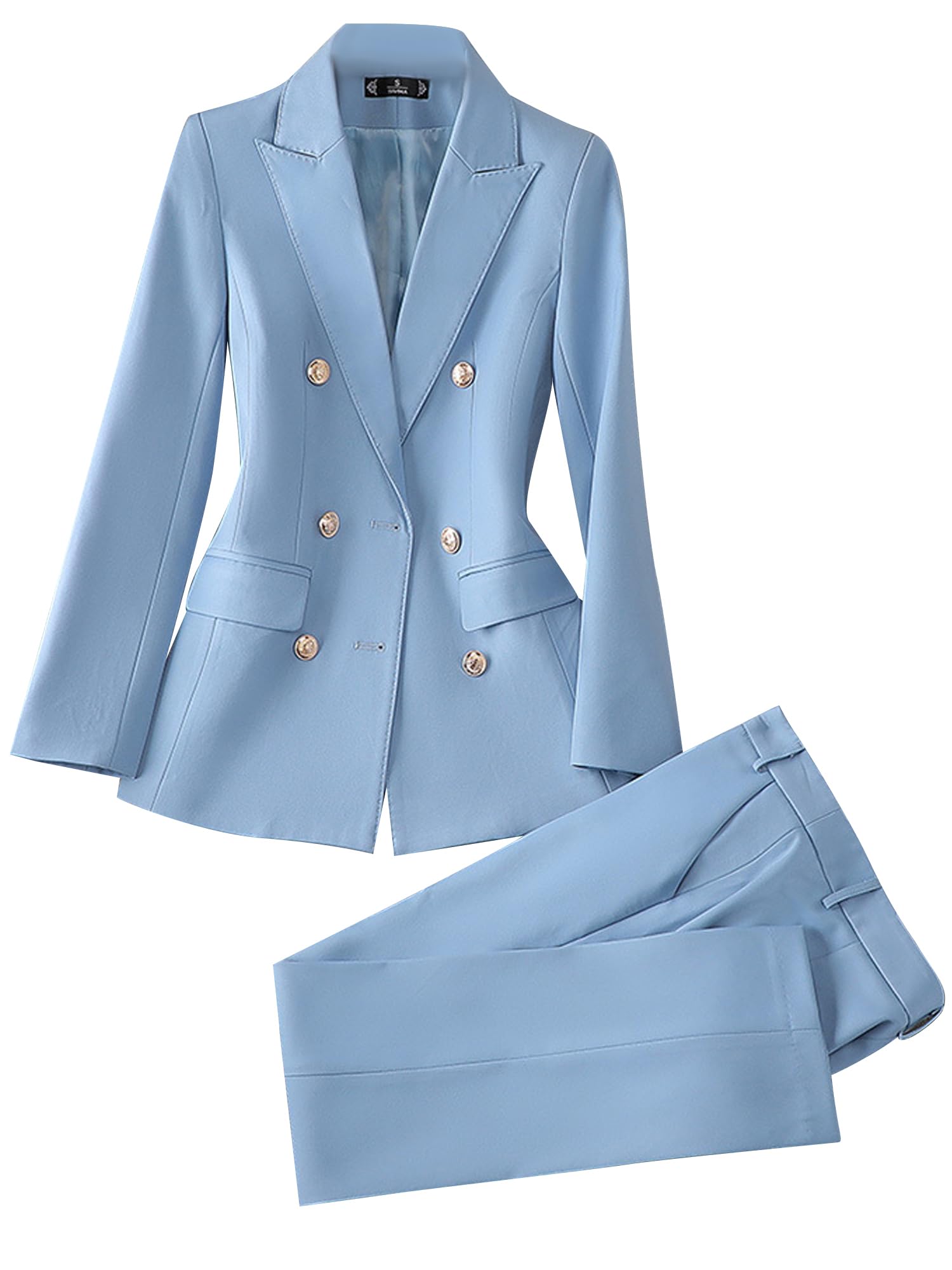 Womens Suit 2 Piece Set Double Breasted Business Office Work Formal Blazer Jacket Tuxedos and Pants Outfits